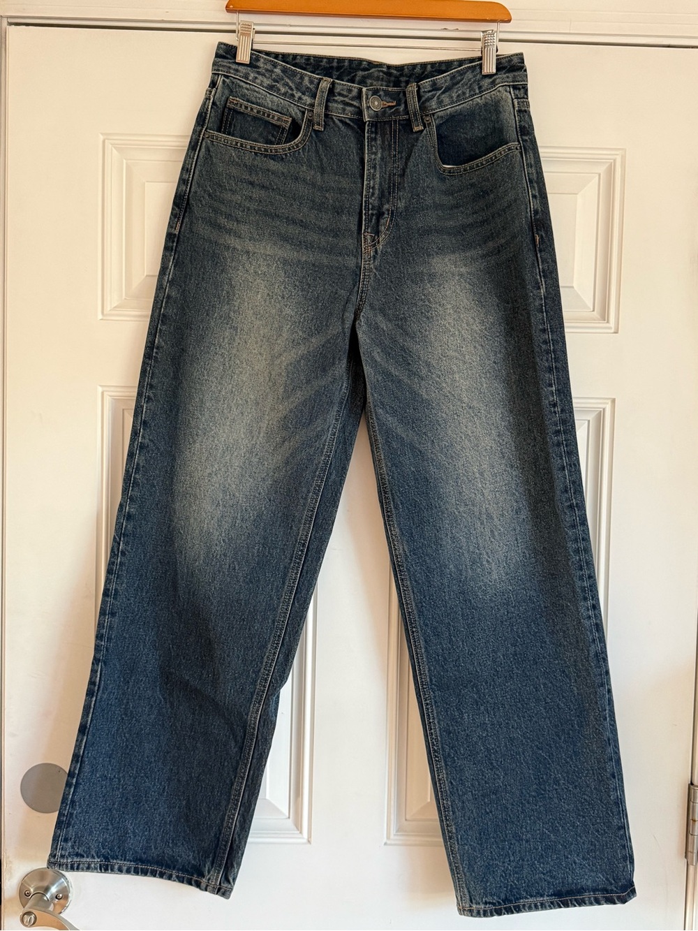 SPAO Korean Streetwear Wide Leg Denim Jeans Dark Vintage Wash - Size 30 (NWOT)